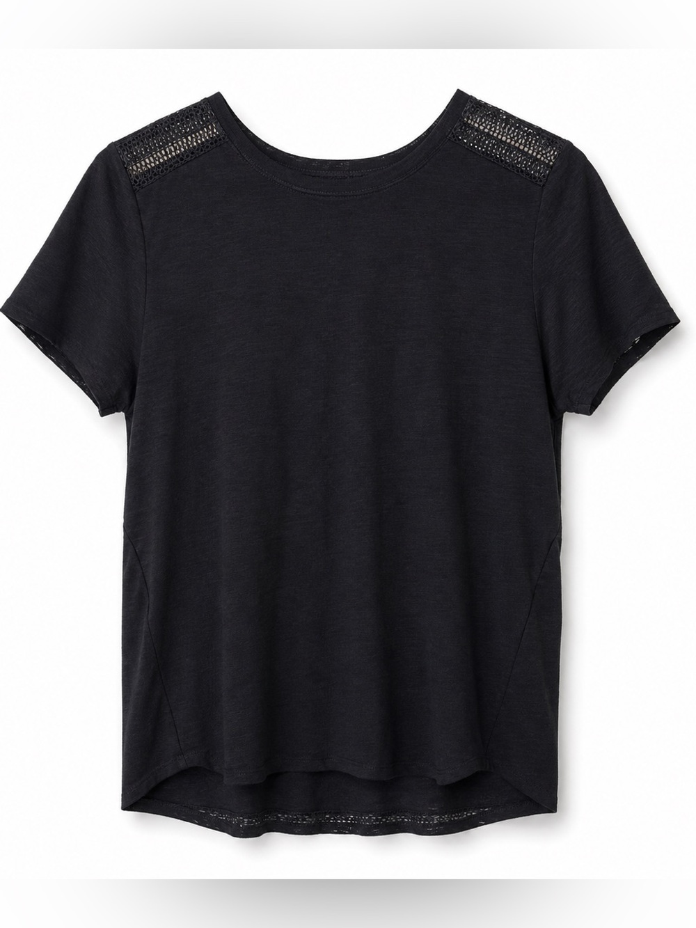 Maje Black Short Sleeve Top with lace detail